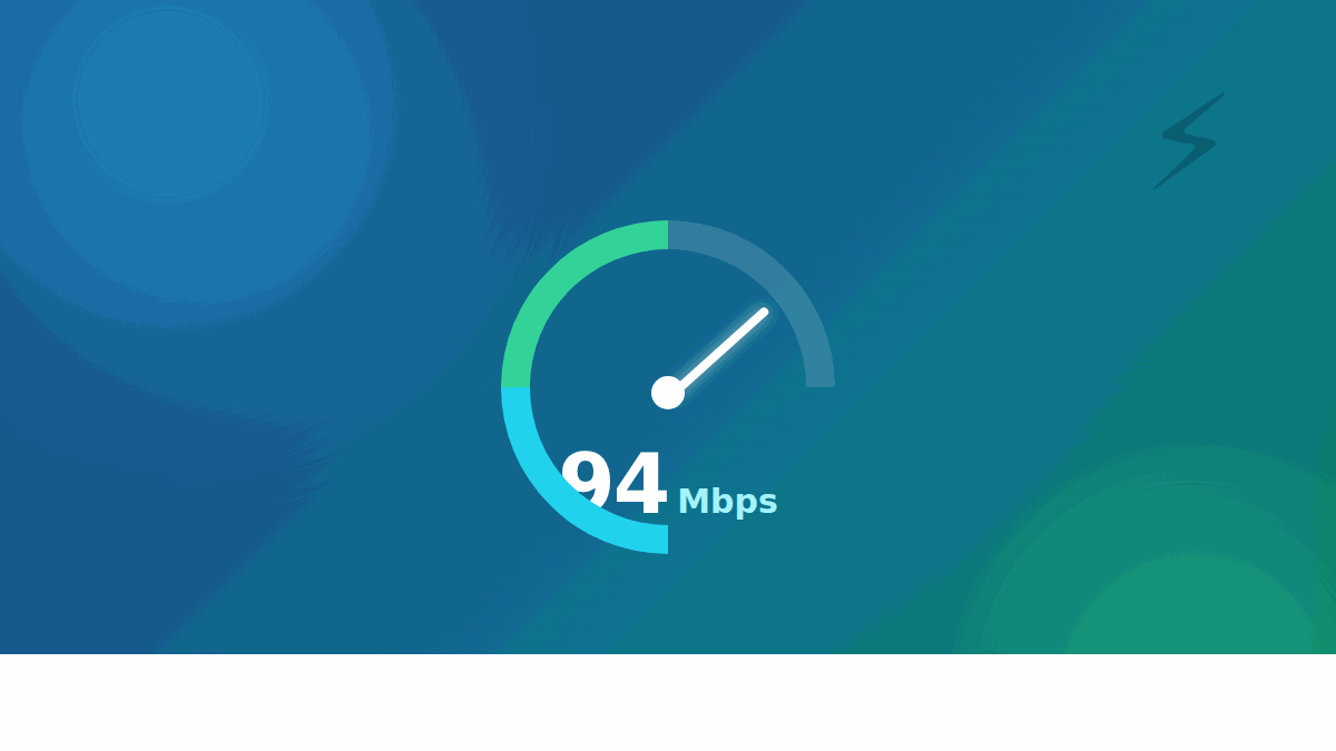Ilustrasi gauge kecepatan internet menunjukkan 94 Mbps