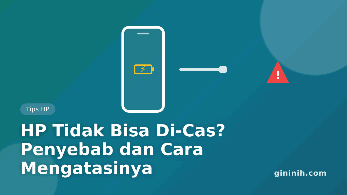 Ilustrasi HP dengan kabel charger dan ikon baterai bertanda peringatan