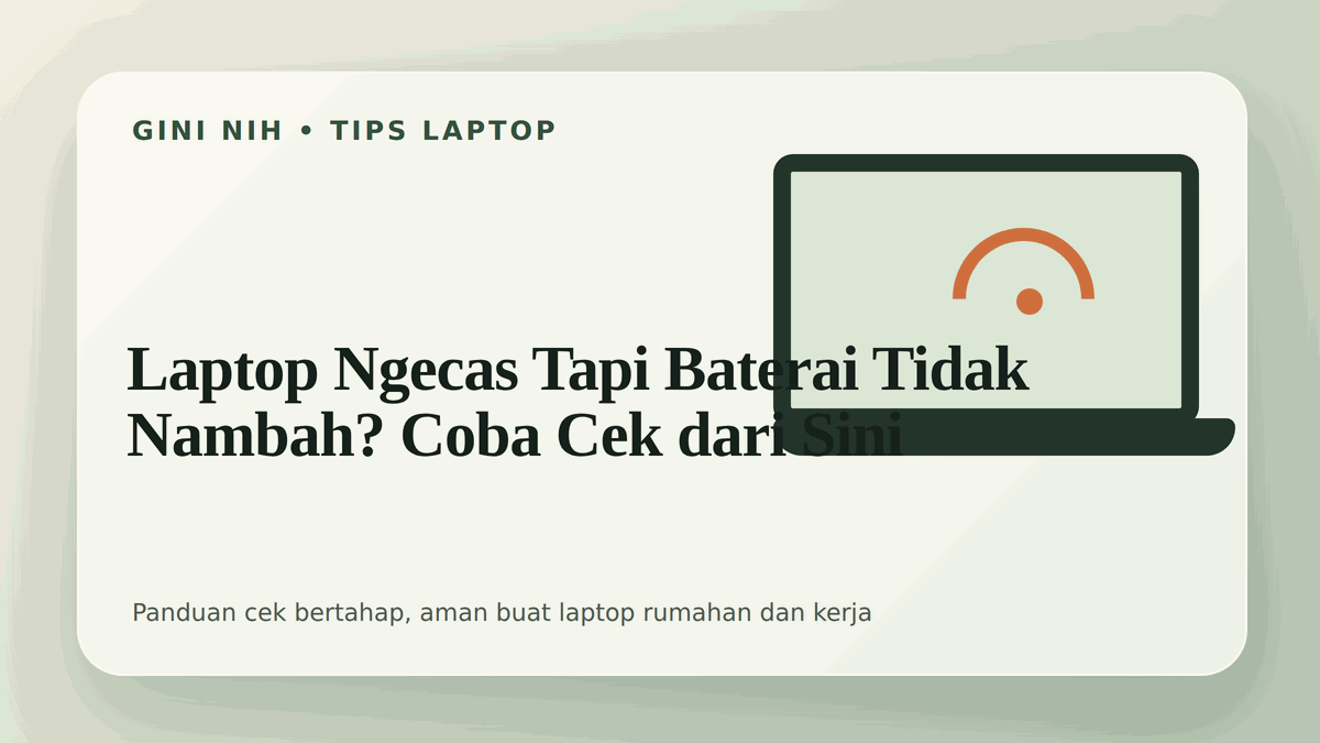 Ilustrasi laptop ngecas tapi baterai tidak nambah? coba cek dari sini