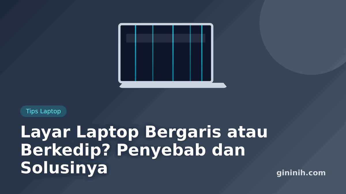 Ilustrasi layar laptop dengan garis vertikal dan tampilan berkedip